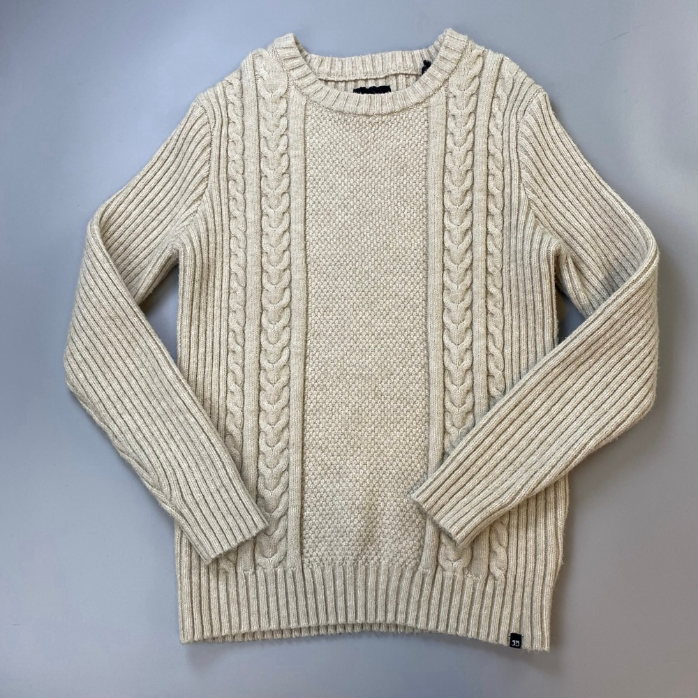 Joe's Sweater Mens M Cable Knit Fisherman Cabincore Oatmeal Heritage Sea Style